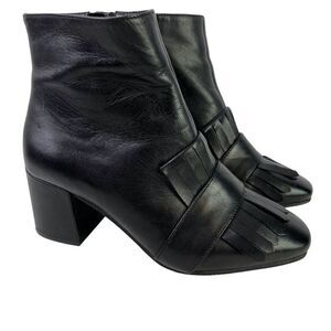 Steven by Steve Madden Black Kiltie Shooter Block Heel Ankle Booties Boots 6.5 M